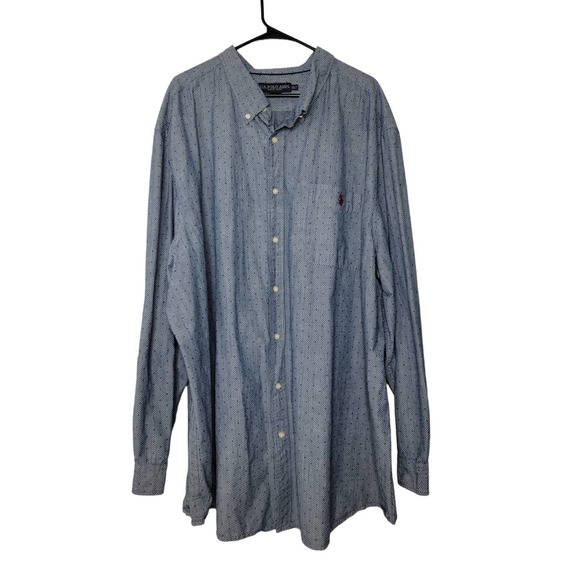U.S. Polo Assn. Other - U.S. Polo Assn. Big & Tall Blue Polka Dot Long Sleeve Button Up Dress Shirt 4XLT